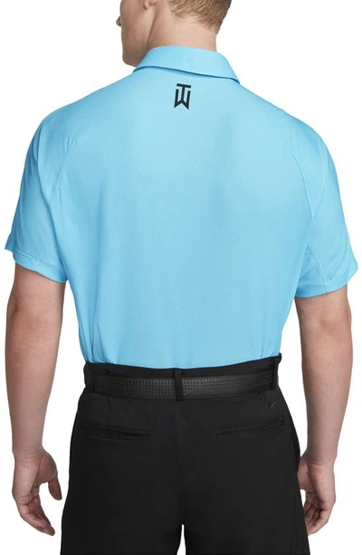 Shop Nike Dri-fit Tiger Woods Piqué Golf Polo In Baltic Blue/ Blue Chill/ Black
