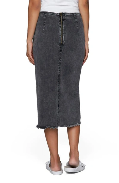 Wash Lab Denim Asymmetric Denim Midi Skirt In Soft Black