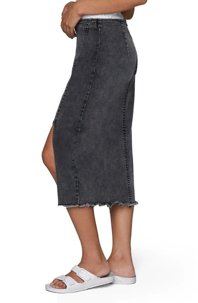 Wash Lab Denim Asymmetric Denim Midi Skirt In Soft Black