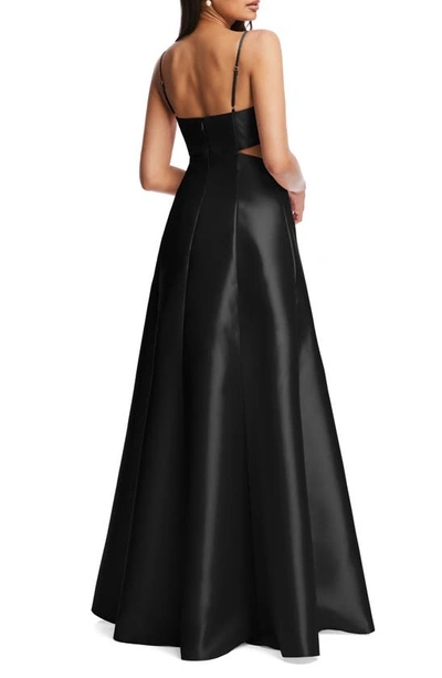 Alfred Sung Cutout Satin Gown In Black