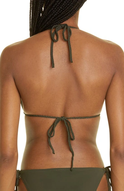 Totême Braided Halterneck Recycled Triangle Bikini Top In Dark Green