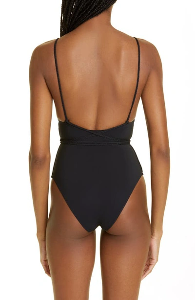 Shop Totême V-neck One-piece Wrap Swimsuit In Black