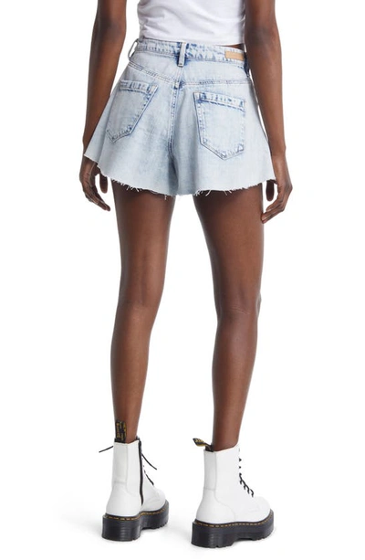 Blanknyc Raw Hem Flared Denim Shorts In Blind Journey