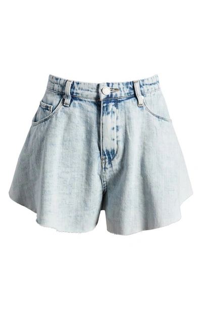 Blanknyc Raw Hem Flared Denim Shorts In Blind Journey