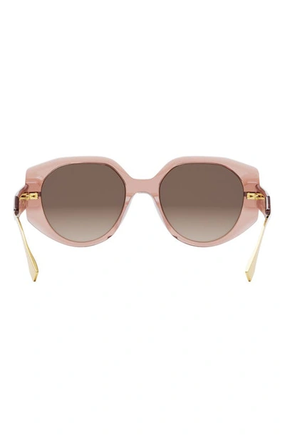 Shop Fendi Graphy 54mm Oval Sunglasses In Shiny Pink / Gradient Brown