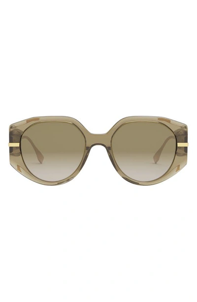 Shop Fendi The Graphy 54mm Oval Sunglasses In Dark Brown/ Gradient Brown
