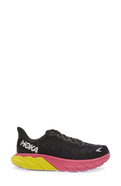 Shop Hoka Arahi 6 Running Shoe In Black / Pink Yarrow