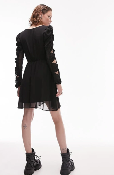 Shop Topshop Cutout Long Sleeve Minidress In Black