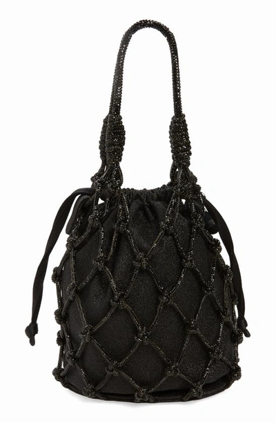 Judith Leiber Sparkle Crystal Net Top-handle Bag In Silver Jet