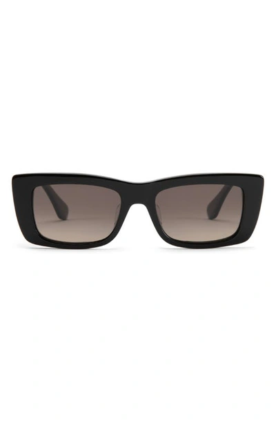 Shop Mohala Eyewear Kea 53mm Low Nose Bridge Wide Width Polarized Gradient Square Sunglasses In Black Lava