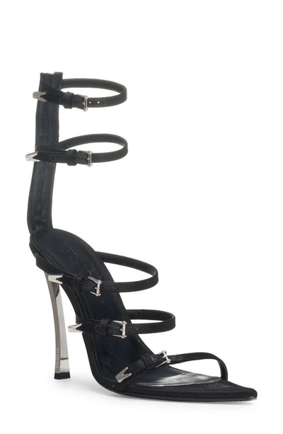 Shop Versace Point Strap Sandal In Black