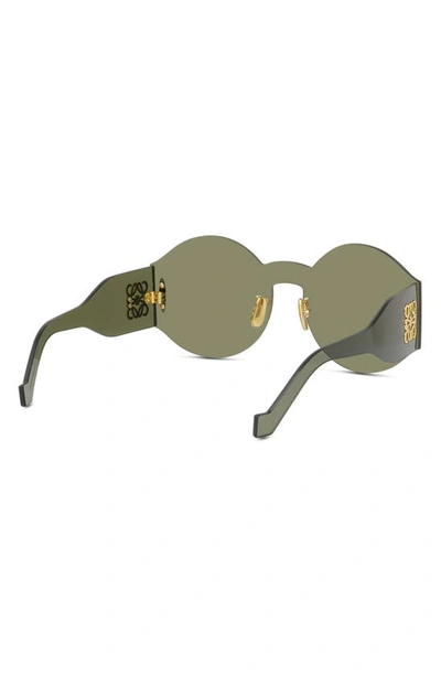Shop Loewe Anagram Round Sunglasses In Shiny Dark Green / Green
