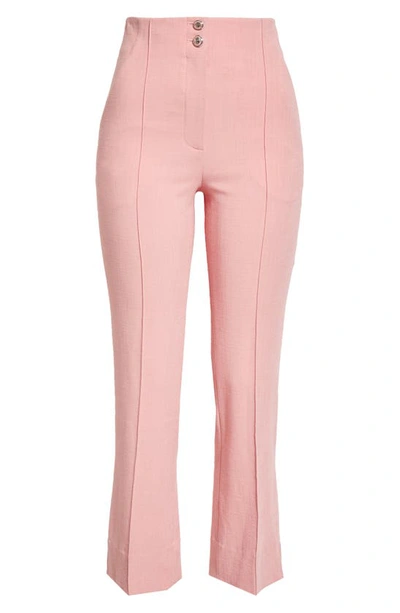 Shop Veronica Beard Kean Kick Pleat Crop Trousers In Peony