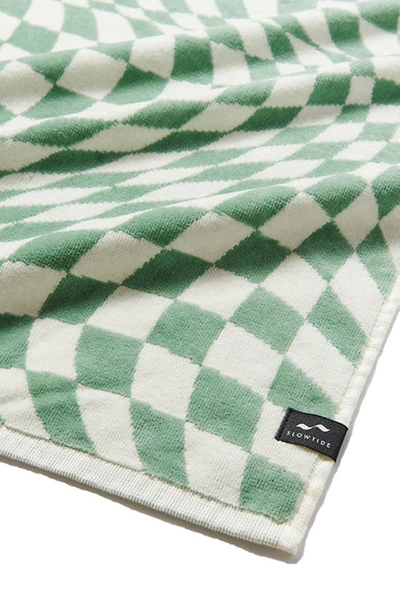 Shop Slowtide Opt Out Premium Woven Towel In Green/ White