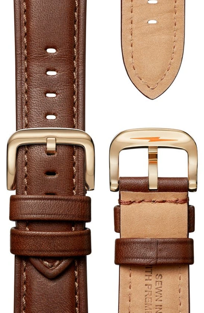 Shinola Men's Runwell 47mm Subsecond Leather Strap Watch In White/white