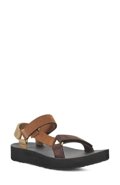 Shop Teva Midform Universal Leather Sandal In Neutral Multi