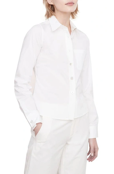 Shop Vince Slim Fit Cotton Blend Button-up Shirt In Optic White