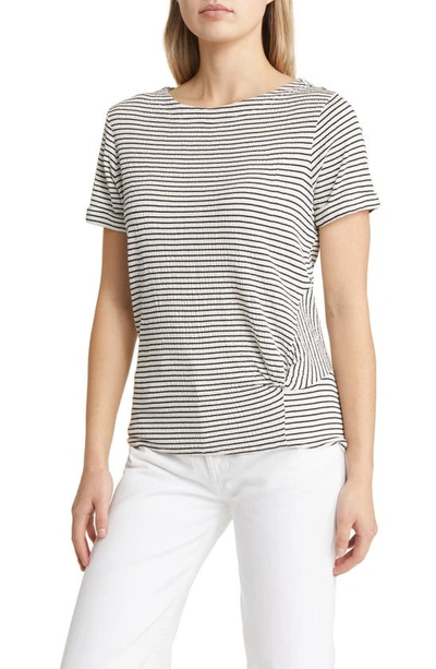 Shop Nic + Zoe In Line Twist Stripe Crinkle T-shirt In White Multi