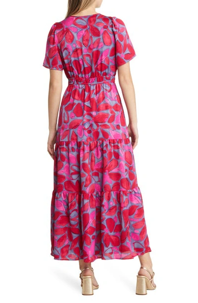 Nic + Zoe Happy Splash Tiered Floral-print Maxi Dress In Pink Multi
