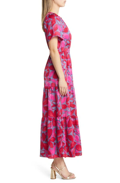 Nic + Zoe Happy Splash Tiered Floral-print Maxi Dress In Pink Multi
