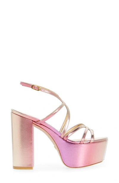 Shop Stuart Weitzman Barelythere Square High Platform Sandal In Hot Pink Multi