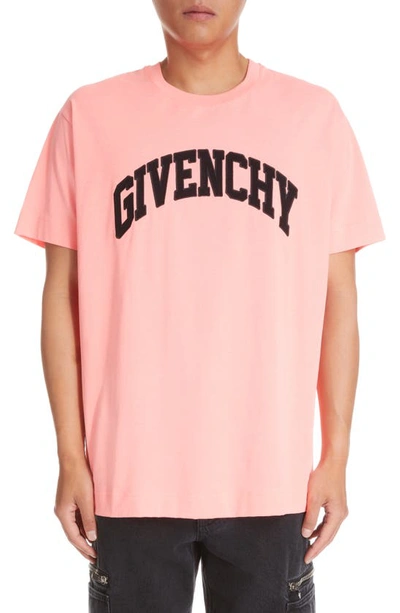 Shop Givenchy Oversize Cotton Logo Appliqué T-shirt In Coral