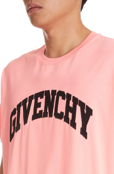 Shop Givenchy Oversize Cotton Logo Appliqué T-shirt In Coral
