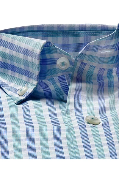 Shop David Donahue Check Poplin Dress Shirt In Blue/ Seafoam