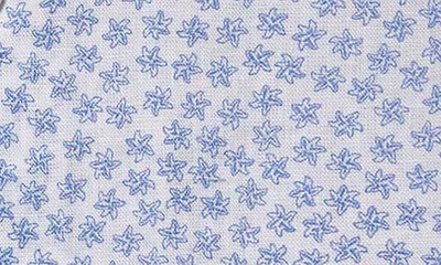 Shop David Donahue Starfish Print Short Sleeve Linen & Cotton Button-up Shirt In White/ Blue