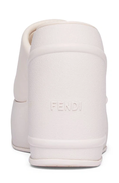 Shop Fendi First Wedge Slide Sandal In Almond