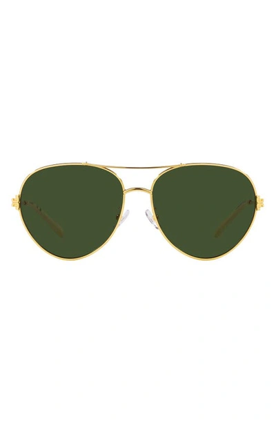 Shop Tory Burch 58mm Pilot Sunglasses In Gold