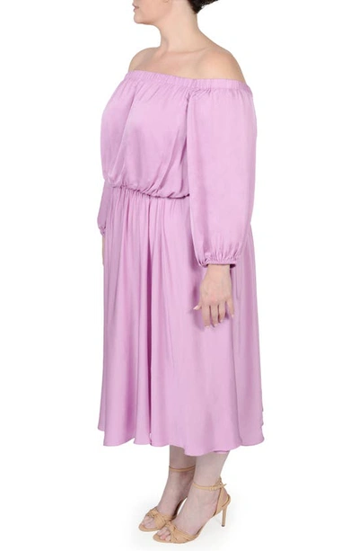 Shop Mayes Nyc Edwina Off The Shoulder Midi Dress In Orchid