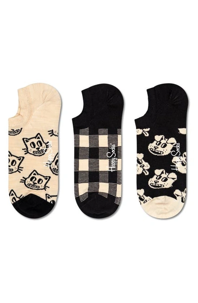 Shop Happy Socks Pets Assorted 3-pack No-show Socks In Black