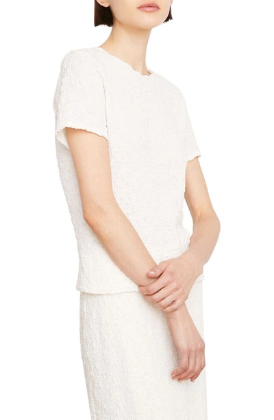 Shop Vince Smocked Shrunken Crewneck T-shirt In Gesso