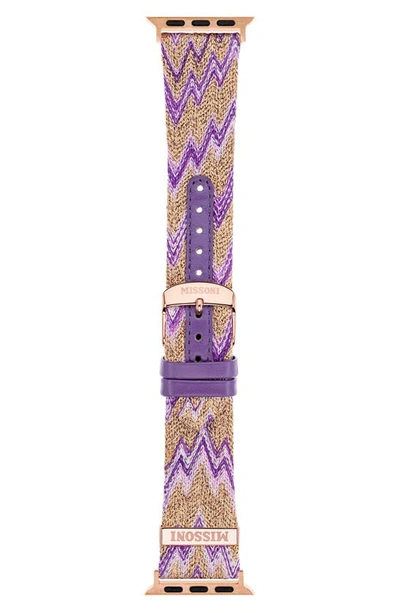 Shop Missoni Zigzag 22mm Textile Apple Watch® Watchband In Multi Purple