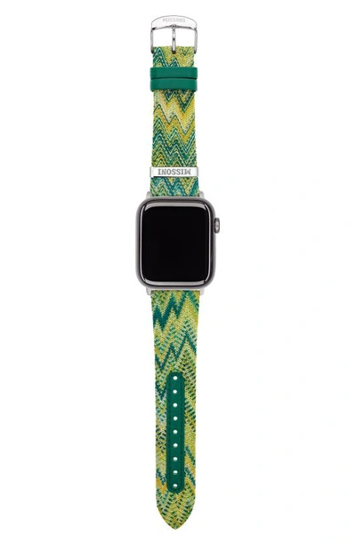 Shop Missoni Zigzag 24mm Textile Apple Watch® Watchband In Multi Green