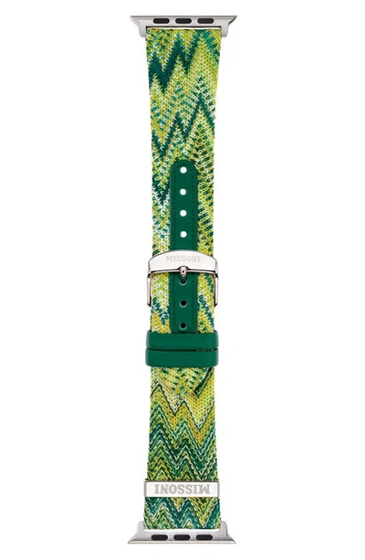 Shop Missoni Zigzag 24mm Textile Apple Watch® Watchband In Multi Green