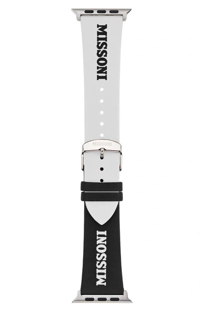 Shop Missoni Lettering 24mm Leather Apple Watch® Watchband In White