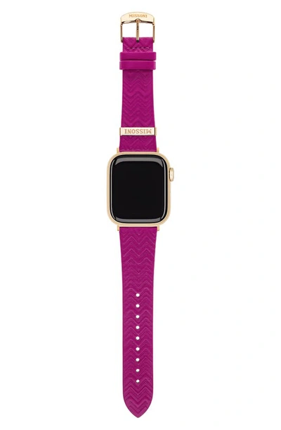 Shop Missoni Zigzag 22mm Embossed Leather Apple Watch® Watchband In Pink