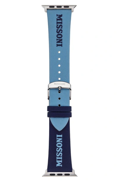 Shop Missoni Lettering 24mm Leather Apple Watch® Watchband In Blue