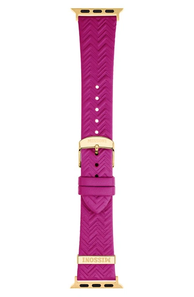 Shop Missoni Zigzag 22mm Embossed Leather Apple Watch® Watchband In Pink