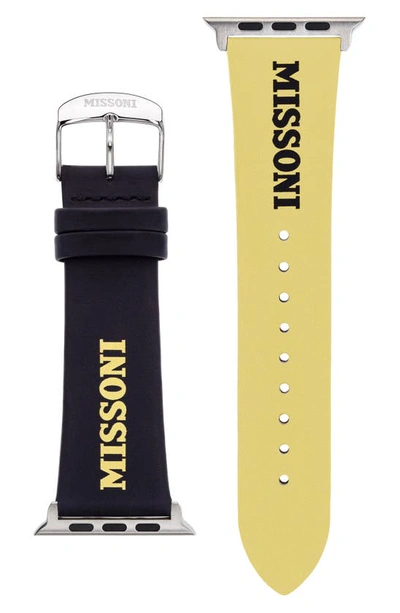 Shop Missoni Lettering 24mm Leather Apple Watch® Watchband In Yellow