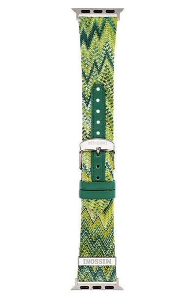 Shop Missoni Zigzag 22mm Textile Apple Watch® Watchband In Multi Green