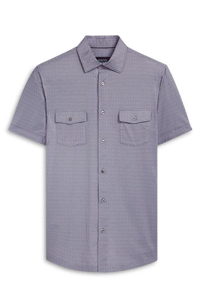 Shop Bugatchi Ooohcotton® Print Short Sleeve Button-up Shirt In Black/grey