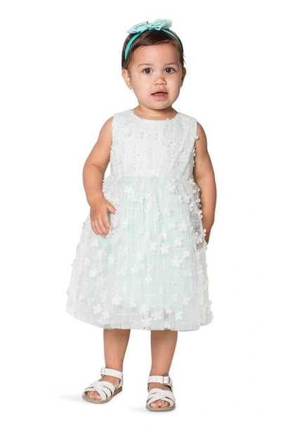 Shop Popatu Kids' 3d Floral Appliqué Tulle Dress In Mint