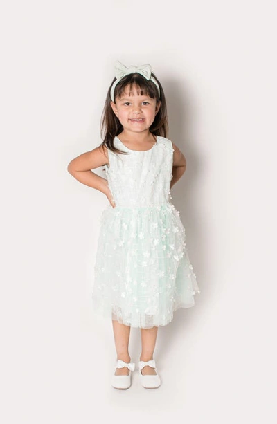 Shop Popatu Kids' 3d Floral Appliqué Tulle Dress In Mint