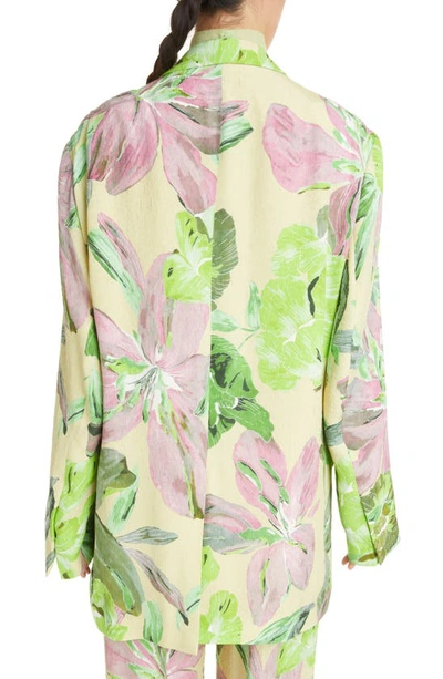 Shop Dries Van Noten Blur Floral Print Oversize Blazer In Light Green 601