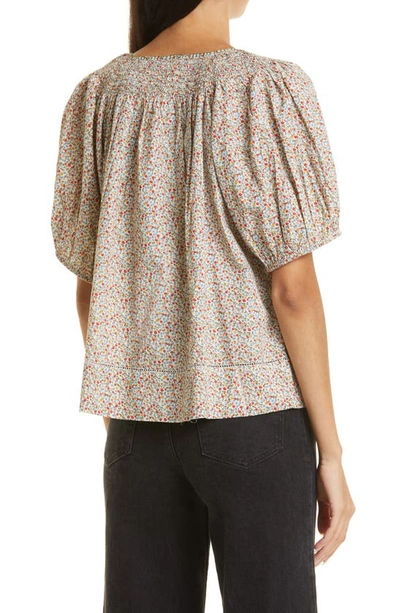 The Great The Honey Top In Cream Mini Wild Flower Print