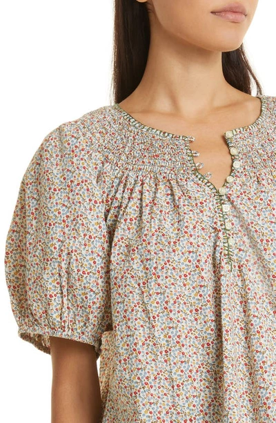 The Great The Honey Top In Cream Mini Wild Flower Print