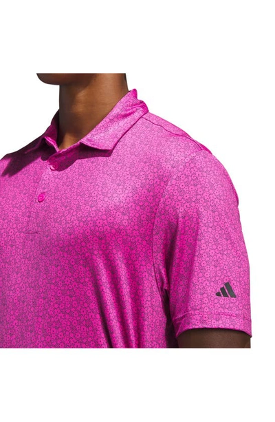 Shop Adidas Golf Allover Print Golf Polo In Lucid Fuchsia